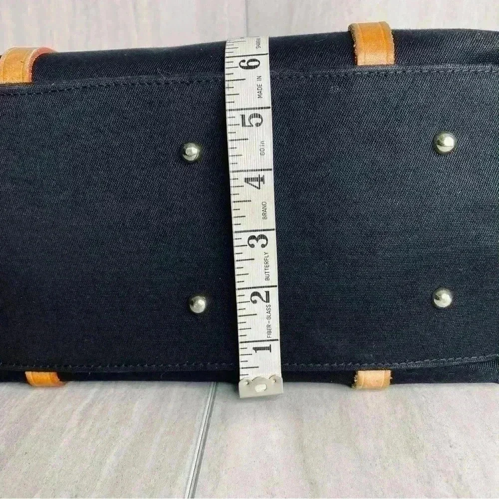 Dooney & Bourke Vintage Black Canvas Leather Trimmed Tote